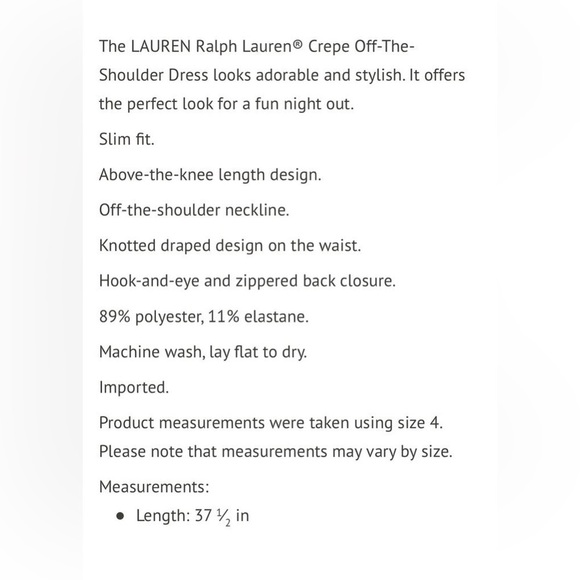 NWT Ralph Lauren Crepe Off The Shoulder Dress in Marscapone Cream - Picture 15 of 16